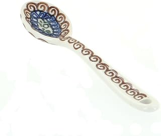Blue Rose Polish Pottery - Brown Athena Sugar Spoon - 5.25" Long - Ceramic Teaspoon for Coffee, Tea, Sugar & Condiments
