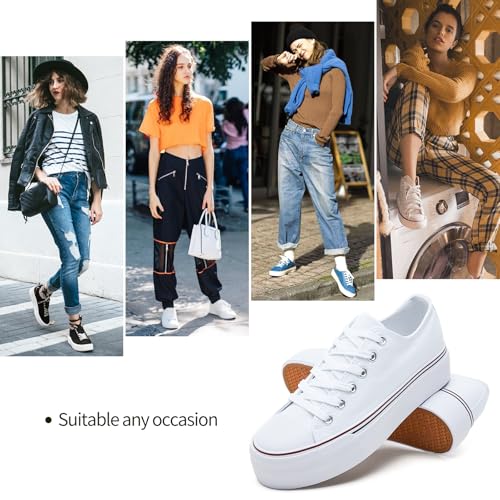 hash bubbie Platform Sneakers for Women White Platform Shoes Low Top Tennis Shoes Non Slip Black Fashion Canvas Sneakers4