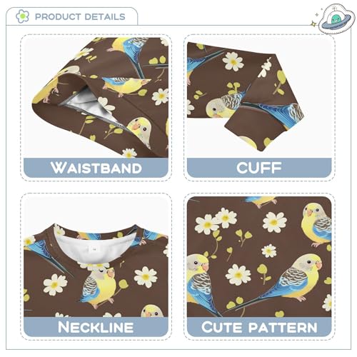 JUNZAN Cute Budgerigar Brown Big Girls Pullover Hoodie Crewneck Kids Hoodies Boys Party 4T3