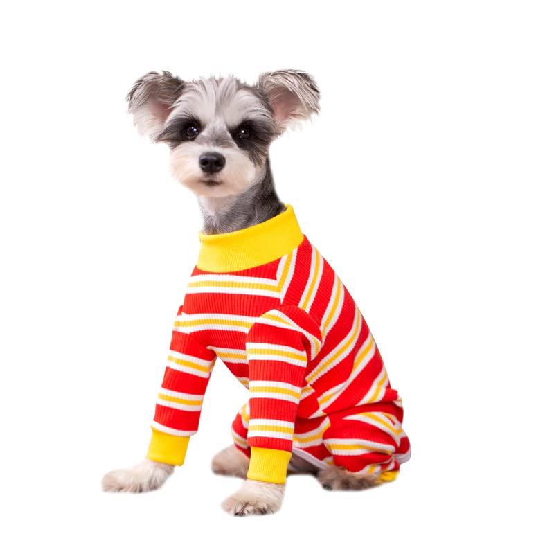 Image of Dog Surgery Recovery Suit for Small Dogs, 4-Legged Dog Onesie After Surgery with Back Snaps, Breathable Cotton Spay and Neuter Bodysuit for Female and Male Dogs