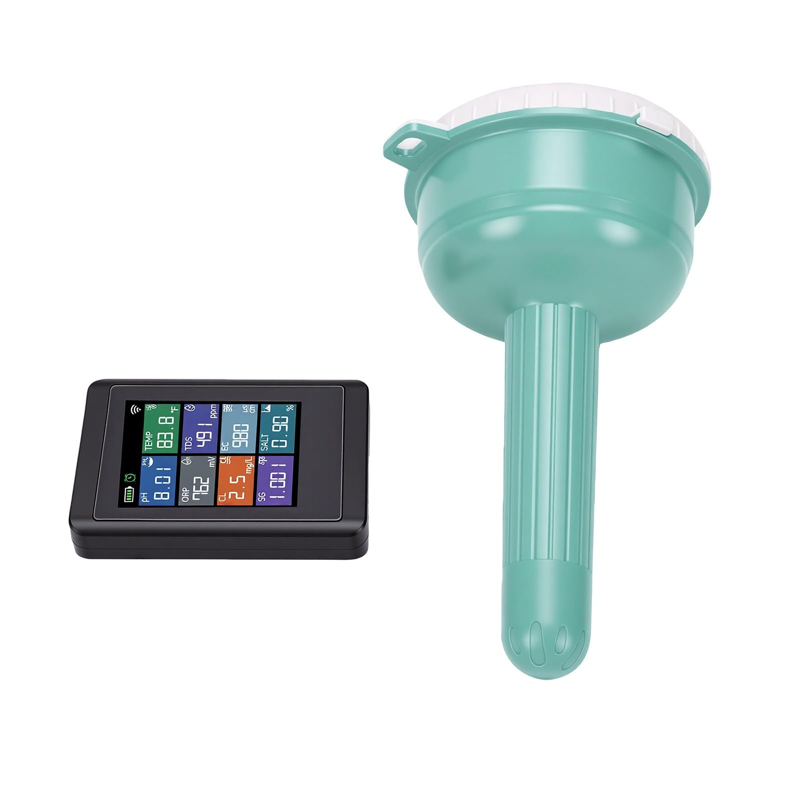 Probador Flotante IP67 del Control de la Aplicación | 8 Parámetros PH FAC ORP Salinidad TDS EC SG Temp, Rango de 300 M, Pantalla LCD, Batería de 5000 MAh
