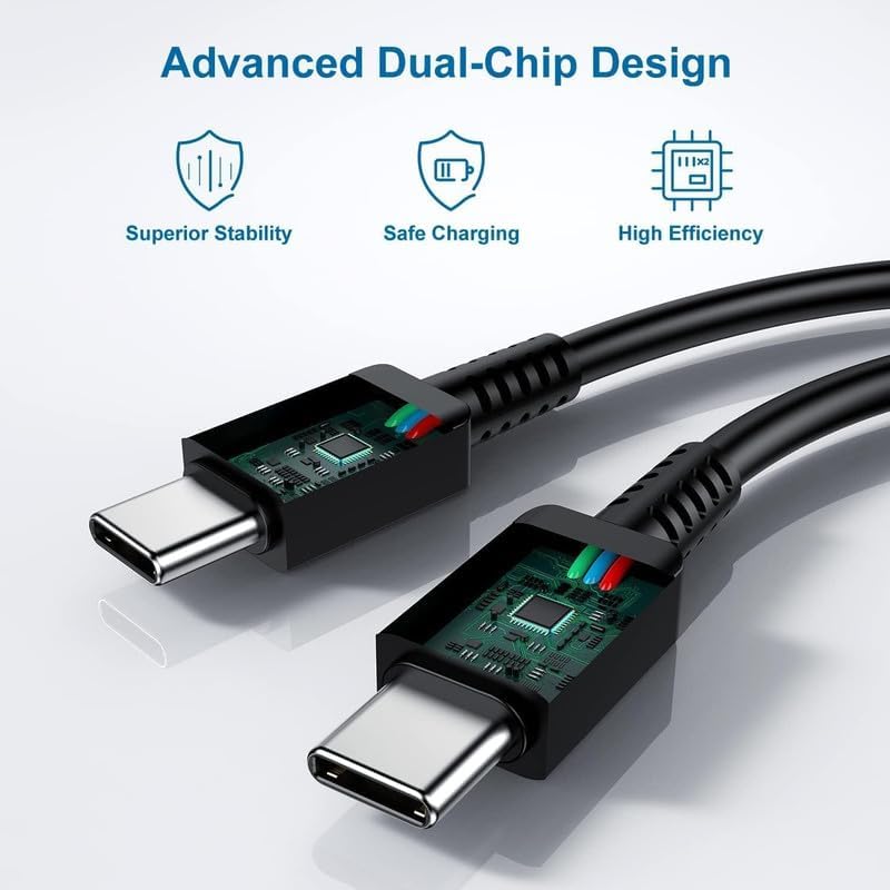 Image of 45W Original Type C to C 3.3 FT Fast Charging USB C Cable High-Speed & Data Transfer Compatible with Samsung Galaxy S25 /S25+ /S24 /S24+ /S23 /S23+ /S22 /S21 /Ultra /Plus /Fe /Edge /S- Type-C Cord, Black