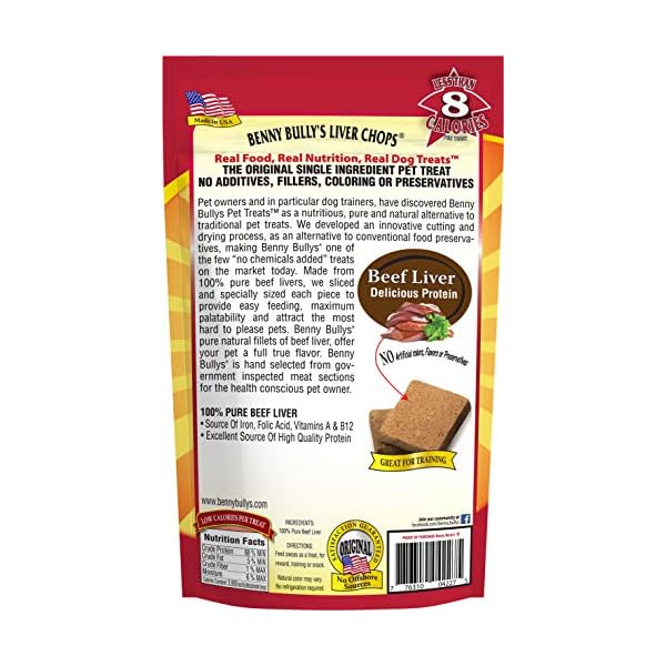 Benny Bullys 776310042275 Chops Beef Liver Dog Treats, 500g, Bulk Benny Bullys 776310042275 Chops Beef Liver Dog Treats, 500g, Bulk
