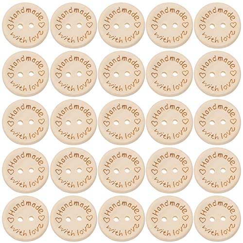 Shapenty Wooden Handmade with Love Buttons 2 Holes...