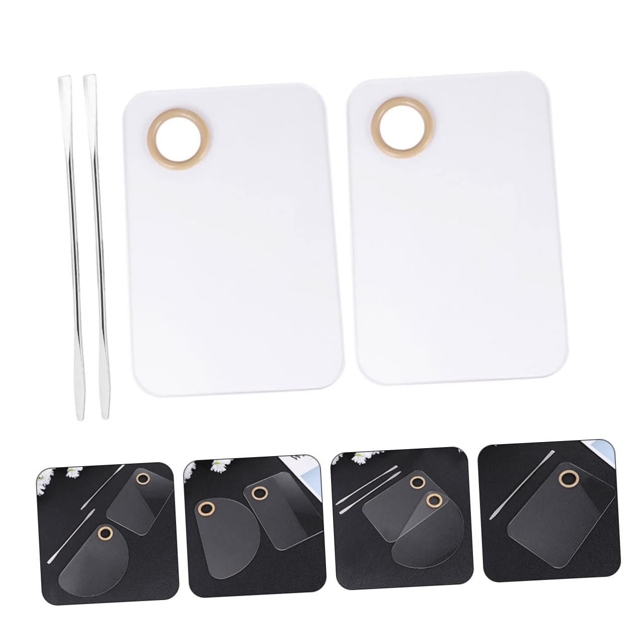 CALLARON 2 Sets 4pcs Transparent Acrylic Manicure and Dead Skin Pushers Nail Art Mixing Tool for Professional and Home Use Easy to Clean for Blending Colors