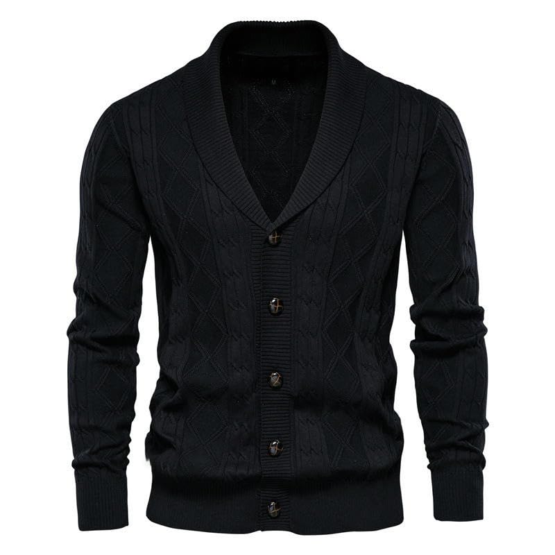 Cárdigan de punto para hombre con diseño patchwork de invierno 7