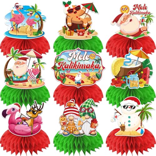 9 Pcs Hawaiian Christmas Decorations Honeycomb Centerpieces, Hawa...