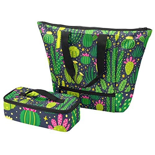 Sac fourre-tout cactus avec pochette isotherme pour vos pique-niques