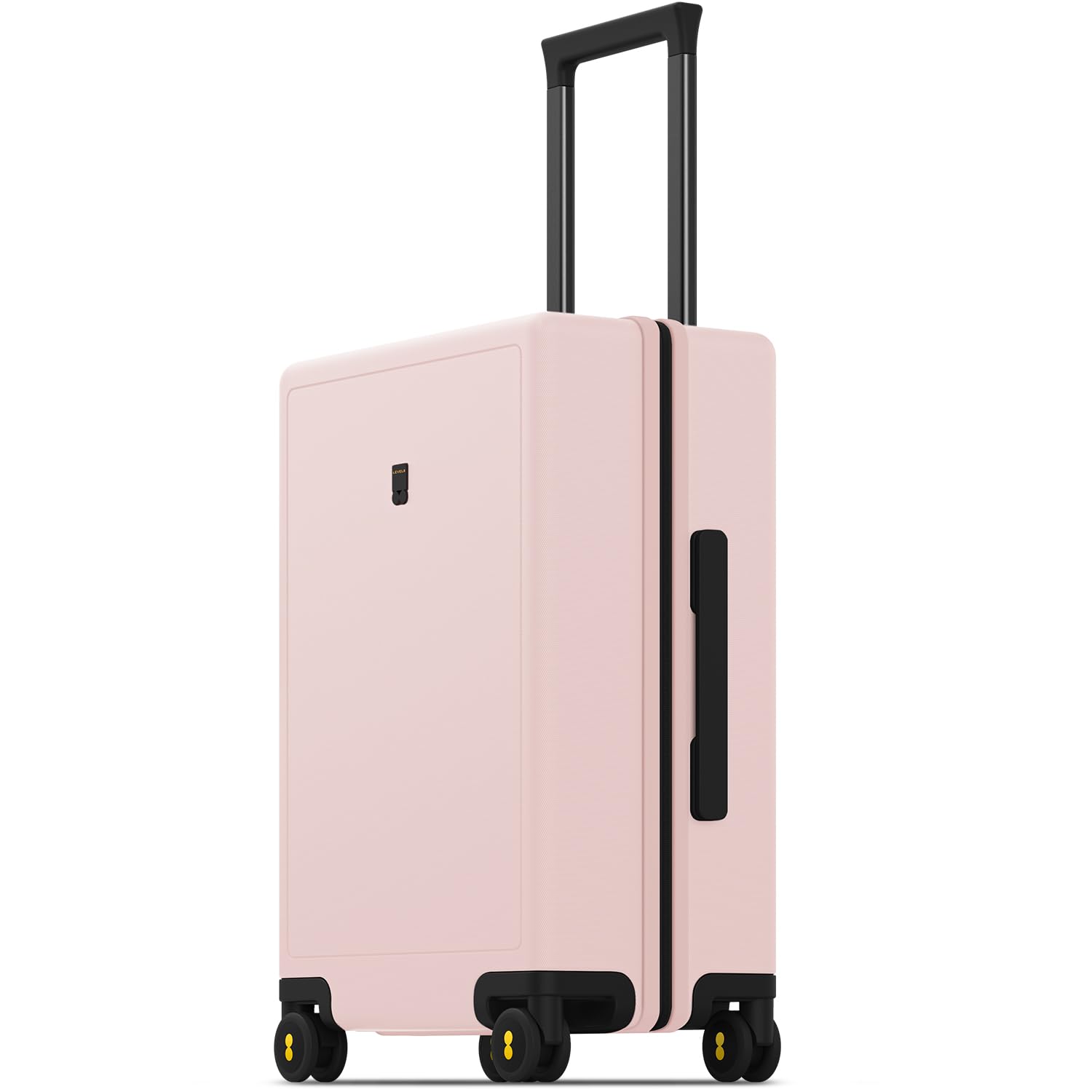 LEVEL8 Suitcase Hand Luggage Lightweight 100% PC Trolley Case Micro-Diamond Textured Design, Carry on Luggage with 8 Spinner Wheels, TSA Approved Hard Shell(55cm, 40L,Light Pink)