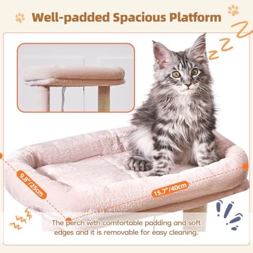 Image of Taoqimiao Cat Tree,38.2-Inch Cat Tower for Indoor Cats,Suitable for Kittens with luxurious cat condo with adjustable baskets and luxurious perch MS029SP Jelly Pink