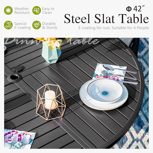 Image of Sophia & William Outdoor Dining Set for 6, 54 inch Round Metal Table
