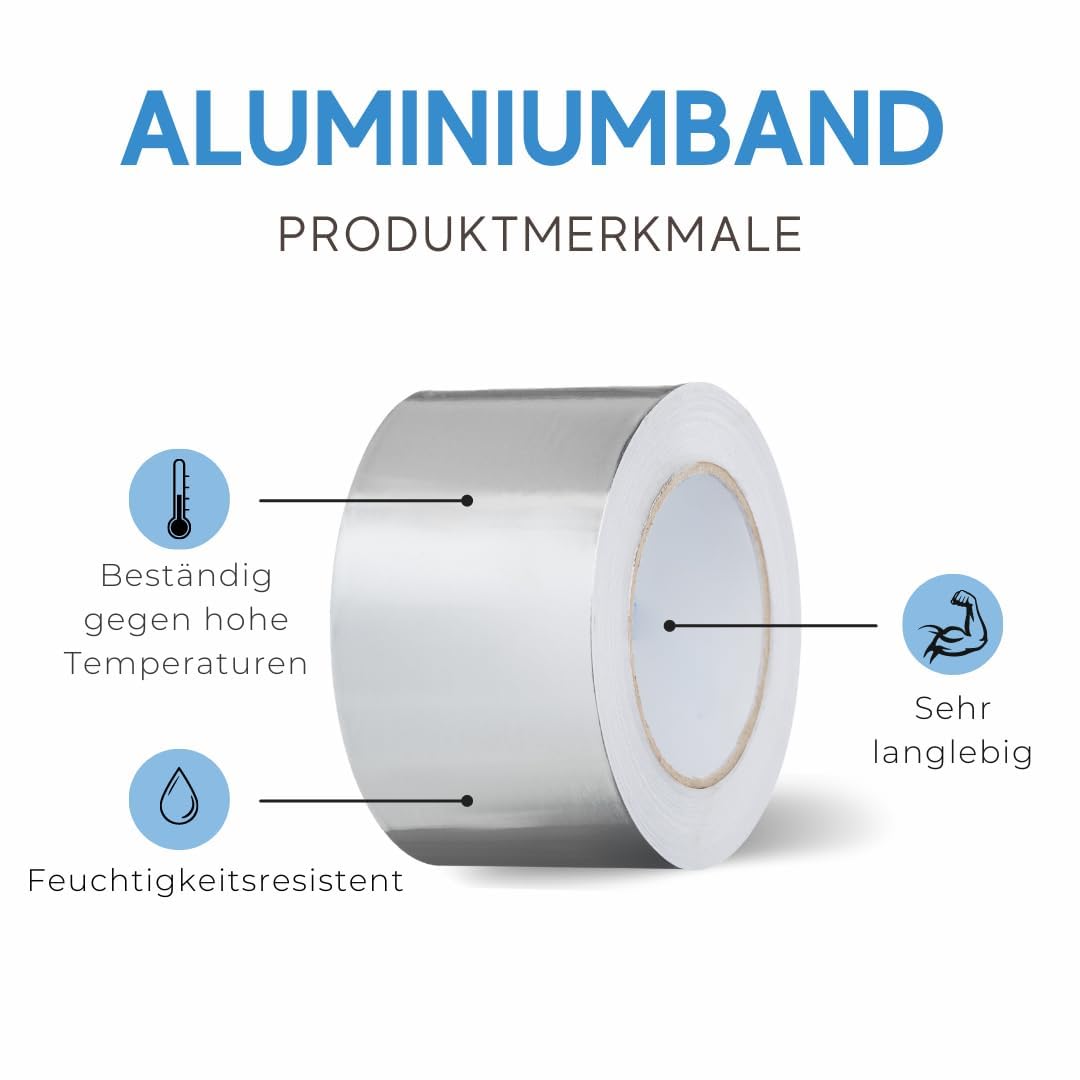 Aluminium Klebeband 3 Stück 96mm/45m Hitzebeständiges Wasserdichtes