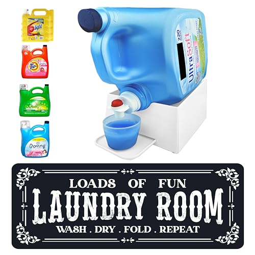 TidyFriend Laundry Detergent Holder with Laundry Room Rug Runner, Detergent Stand for Spill Protection, Non-Slip Runner Mat, and Stylish Room Organizer for Home & Laundry Spaces