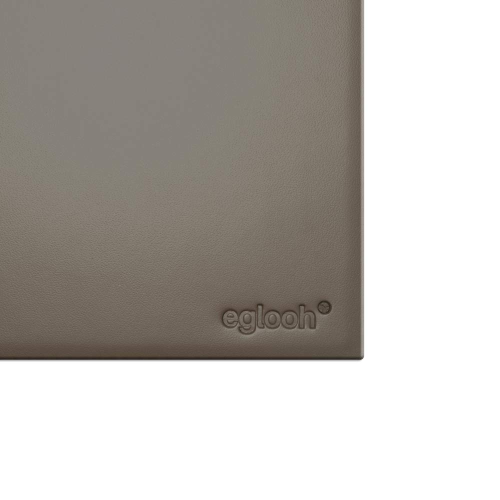 Eglooh - Clio Deluxe - Schreibtischunterlage Leder Taupe Grau cm 50x35 - Widerstandsfähige Struktur aus Stahl, elegante blaue Nähten und rutschfester Boden - Made in Italy