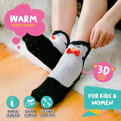 Image of POPCRAZE Novelty Fuzzy Animal Socks Plush Cozy Crew Slipper