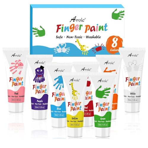 AROIC 8PCS Washable Finger Paint, Non-Toxic Finger...