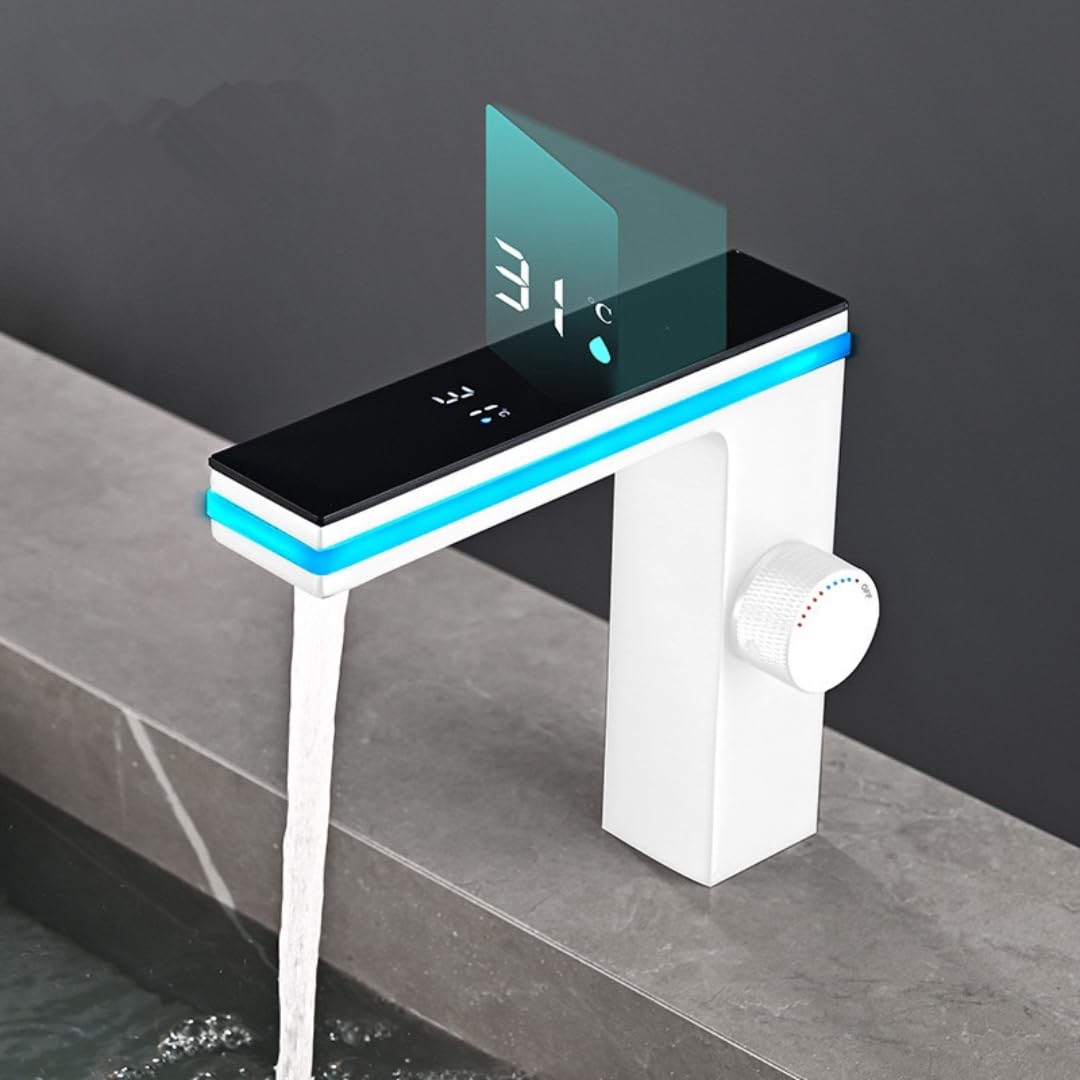 Robinet de lavabo numérique blanc Crane pour moderniser votre salle de bain familiale