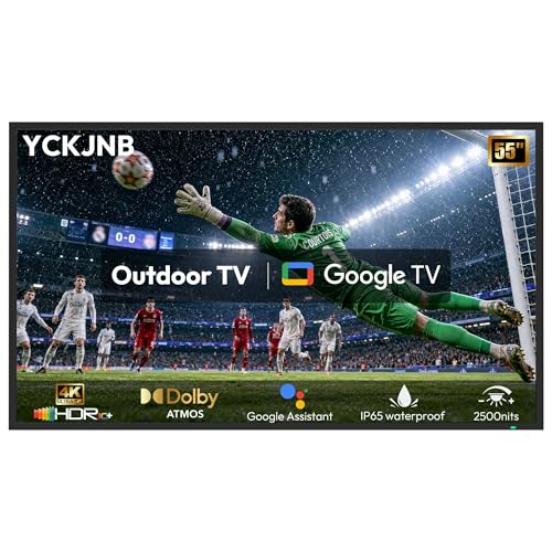 Image of 55'' Outdoor TV,2500 Nit High Brightness,IP65 All-Weather 4K UHD Smart Television, Dolby Atmos, HDR 10, Google Voice Assistant Remote,Suitable for Outdoor Courtyard Pools or Commercial Settings