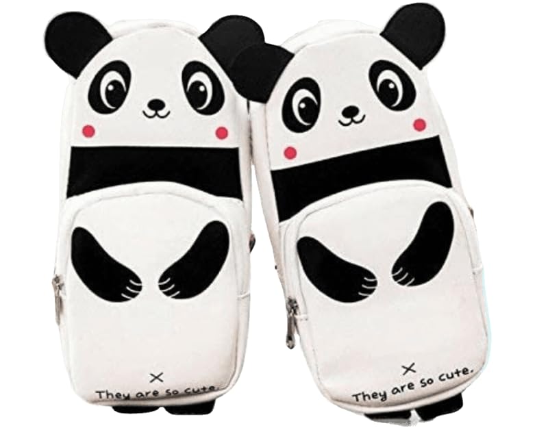 Amazing Digital Panda Shape Pencil Pouch/Box 2 Zipper Pockets Art Artificial Leather Pencil Box (Set of 2, White) (B0CMM39MTP) Amazon Price History, Amazon Price Tracker