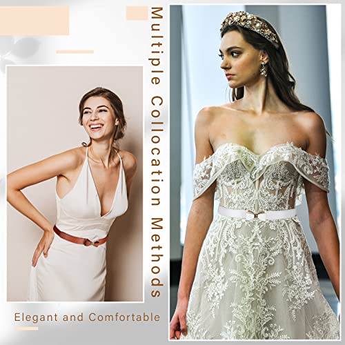 Zhanmai 6 Pieces Women Bow Skinny Elastic Waist Belt Faux Adjustable Leather Stretchy Belt 1.18 Inch Wide Thin for Dress Women Girls, 6 Colors3