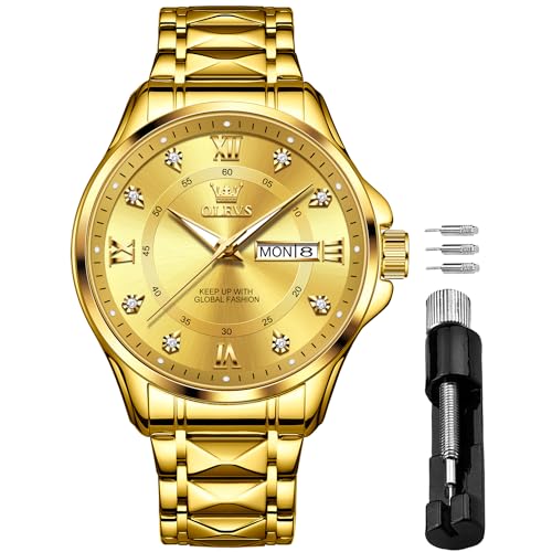 Image of OLEVS Men's Waterproof Watches Stainless Steel Waterproof Chronograph Wrist Watches Luxury Dress White Luminous Big Face Analog Quartz Male Watches