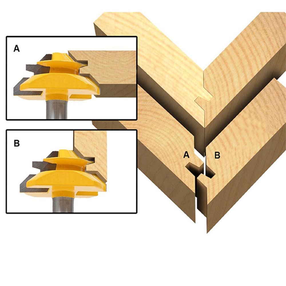 45 Grados Cerradura Mitre Router Bit con 8 mm vástago de carburo fresa de junta profesional para carpintería herramientas