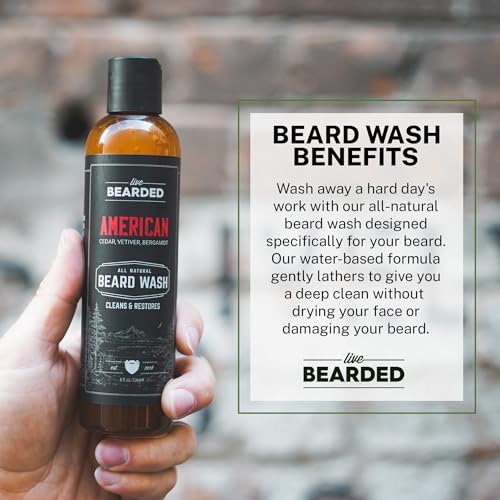 Live Bearded Beard Wash, 8 fl oz - Water-Based Face Cleanser with All-Natural Ingredients for a Gentle, Deep Clean - Made in the USA | American Scent - Cedar, Vetiver, Bergamont - Image 4
