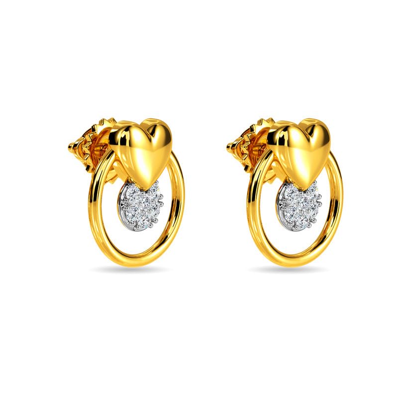 Image of KISNA JEWELS 18K BIS Hallmark Pure White Gold & SI Real Diamond Hearts Earrings For Women with Screw Back clouser