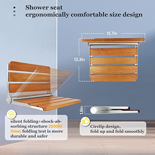 Folding Teak Shower Seat Wall Mounted,Fold Down Shower Seat,Foldable Shower Bench,Home Care Teak Shower Seat Bench For Inside Shower,Folding Shower Seat Bench,Wall Mount Shower Seat Bench Chair #TOP3