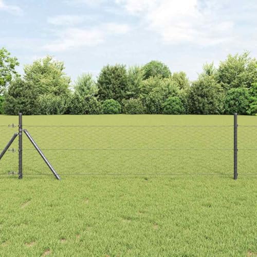 Zaunpfosten Grau 10 x 0,4 m (36 mm Maschen) aus Stahl und PVC, wetterfest, für Garten, Terrasse, Sichtschutz und sichere Einzäunung