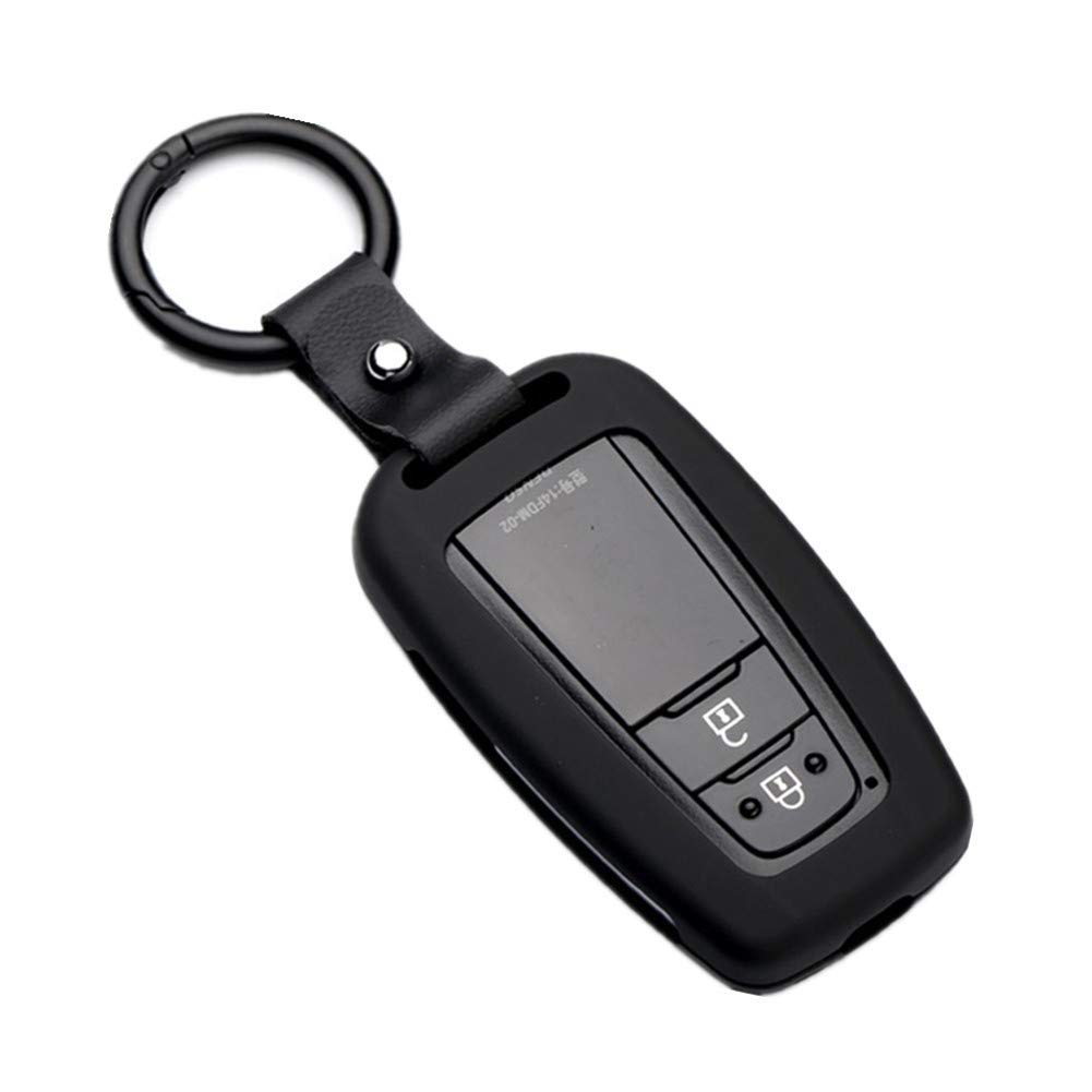 Happyit Black A Abs Carbon Fiber Shell Car Key Cover Cases For Toyota Chr C-Hr Prado Prius Camry Corolla Rav4 2 3 4 Buttons Keyless Keychain (Black A)