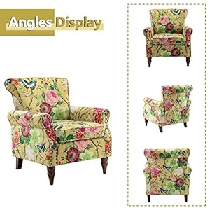 Hulalahomemodernwingbackaccentchairwithwoodlegsremovablecushioncomfyupholsteredarmchairwithnailheadtrimfloralpatternsinglesofachairforlivingroombedroommustard Urban Country Home Decor Hulala home modern wingback accent chair with wood legs removable cushion comfy upholstered armchair with nailhead trim floral pattern single sofa chair for living room bedroom mustard urban country home decor