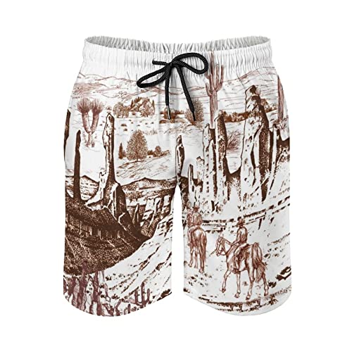 Vintage West Cowboy Mens Swim Trunks Quick Dry Beach Shorts Mesh Lining Swimwear Bathing Suits with Pockets3