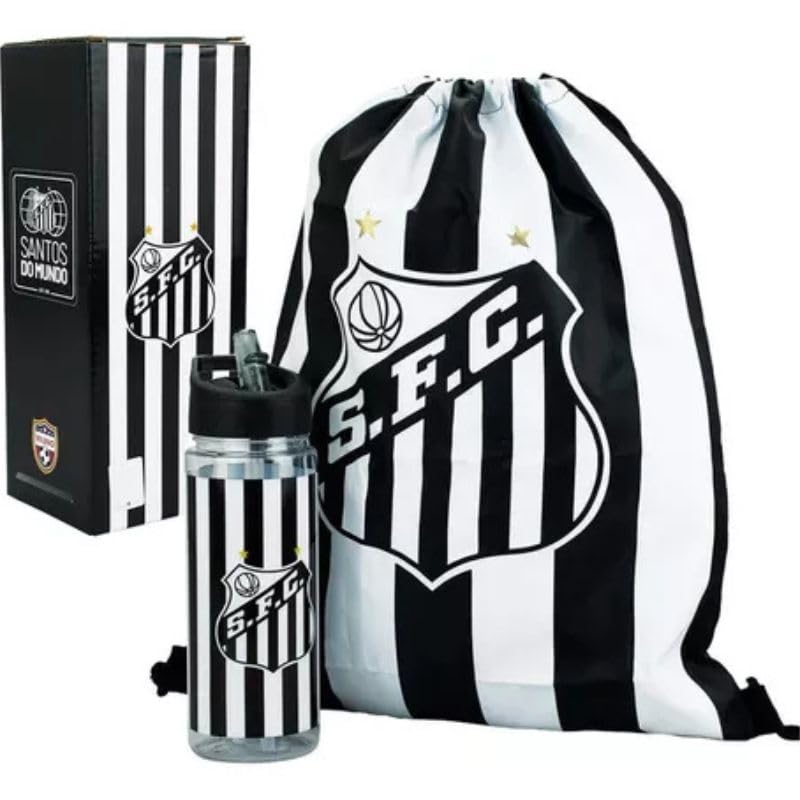 Garrafa Plástica Do Santos Fc 450ml Com Mochila Tipo Saco