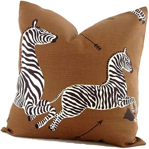 MangGou None Brand Brown Scalamandre Zebra Decorative Pillow Cover Square Pillow Eurosham Pillow or Lumbar Pilllow Accent Pillow Throw Pillow Cover