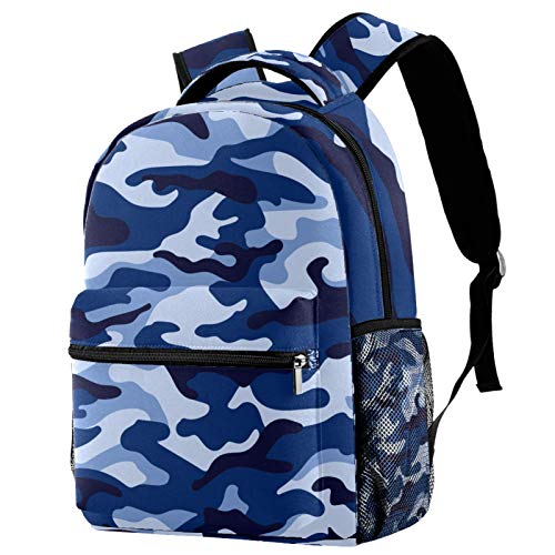 Hiking backpack laptop backpack army blue camouflage print casual…