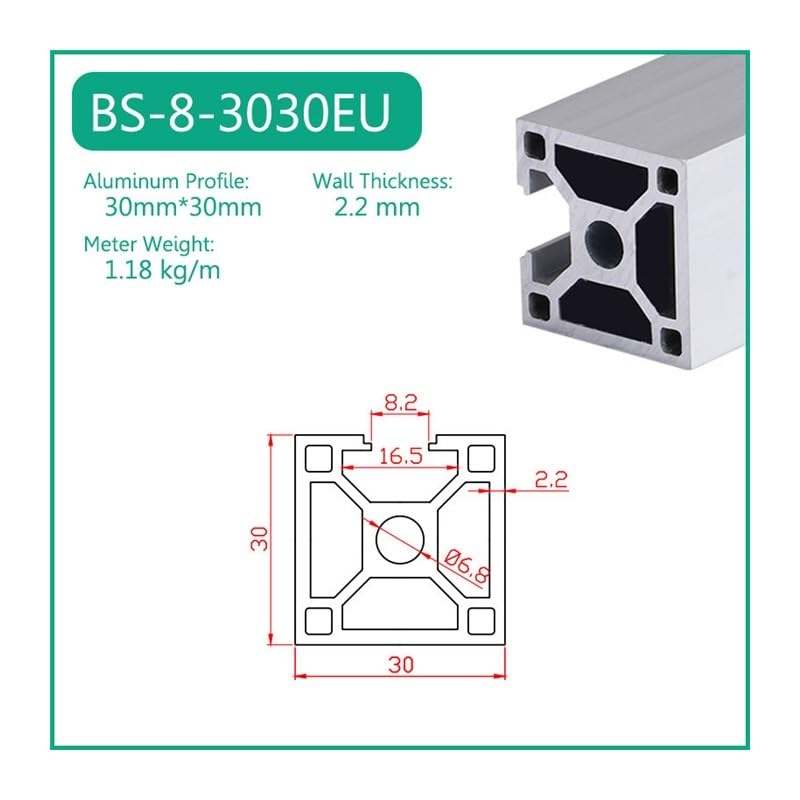 1 Unidad BS-8-3030EU Perfil De Aluminio Ranura En T Extrusión Carril Lineal Máquina Metal CNC Impresora 3D Piezas Marco DIY Serie Hecha A Medida 30(800mm)
