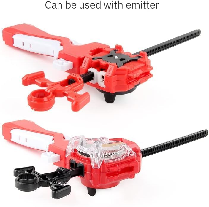 Miniatura 4 de OBEST Bey Battling Spinning Tops Toy B-192, B-191, B-193, B-195, juego de 4 Spinners de combate, con 2 lanzadores y 1 mango (4 piezas)