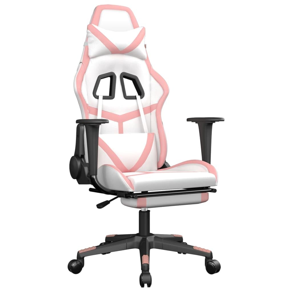 Rantry Arredo Sedia da Gaming con Poggiapiedi Bianco e Rosa in Similpelle, Mobilia Poltrone Salotto, Poltrona Salotto, Poltrone, Poltrona Relax, Poltroncina Camera da Letto