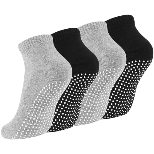 Newofview 4 Paar Stoppersocken für Damen Herren, Yoga Socken...