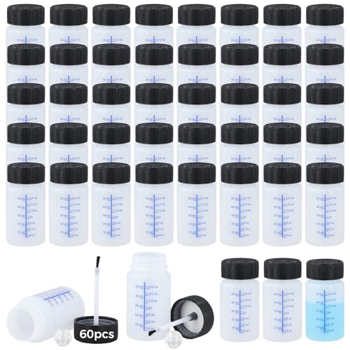 Lnrueg 60 Pcs 2 Oz Touch Up Paint Container - Empty Paint Touch Up Bottles with Brush Safe Lids and Mixing Balls for Fixing Car Scratches