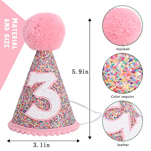 Syesql Birthday Rainbow Cone Hat - Glitter Birthday Hat, Birthday Hats For Kids, Baby's Birthday Photo Props, Rainbow Birthday Party Decorations, Little Girls Hair Accessories Party #TOP1