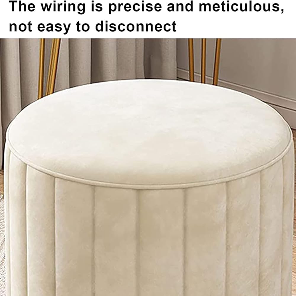 Pouf rotondo in velluto con poggiapiedi, imbottito, piccolo, per soggiorno, camera da letto, sgabello moderno trapuntato