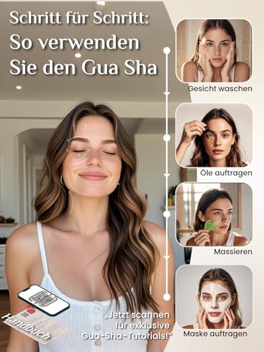 Rena Chris Jade Gua Sha Stein, Guasha Stein für eine definierte Kieferlinie, gegen Gesichtsschwellungen, Hautpflege-Geschenk – Mintgrün 5