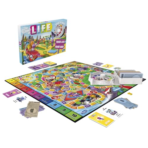 Hasbro Gaming - The Game of Life Board Game Family Games for Kids Ages 8 and Up Pegs Come in 6 Colors Family Board Games for 2 to 4 Players Family Gifts