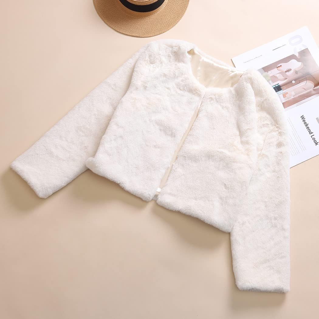 Edary Women Faux Fur Jacket Long Sleeve Coat Open Front Fur Coat Winter Warm Shaggy Faux Fur Parka for Women and Girl - Image 3