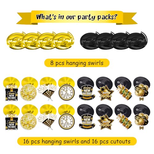 Image of Happy New Year Decor - 24 Pcs Happy New Year Hanging Swirls Decorations 2026 New Years Eve Party Supplies