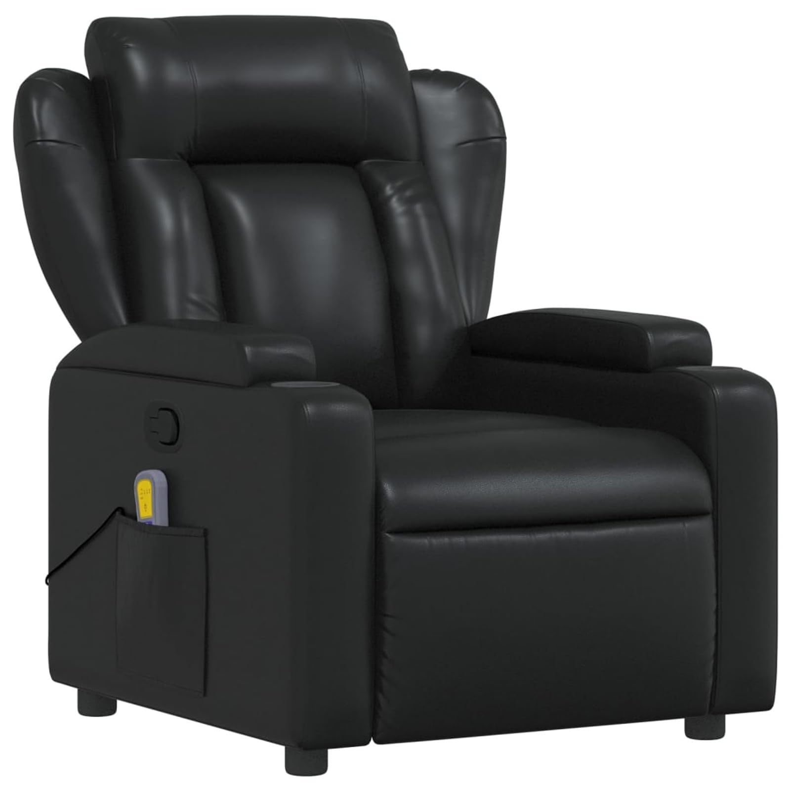 IKAYAA Sillón de Masaje Reclinable Cuero sintético, Sillón De Relax, Sillon Masaje Relax, Sillon Relax con Bolsillos Laterales, Sofá Individual, Butaca Orejera, para Salón Oficina Dormitorio Negro