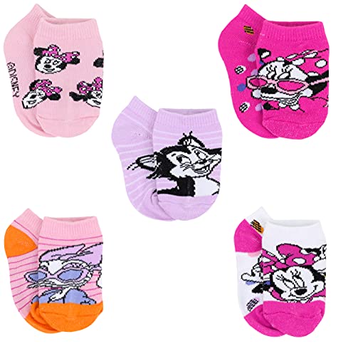 Disney Girl's Minnie Mouse 5 Pack No Show Socks (X-Small, Pink)