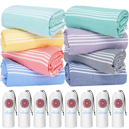 Antfuny 8 Packs Turkish Beach Towels Yoga Blanket Gym Workout Towel 2024 Women Birthday Gift Ideas for Mom Day Mother Grandma Wife Sister Girlfriend Her Friend Appreciation Thank You